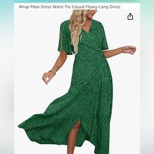 Deep Self Wrap Maxi Dress Green Size Large Dot